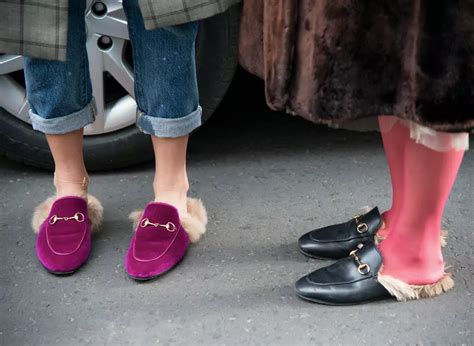 fur gucci shoes|gucci mules street style.